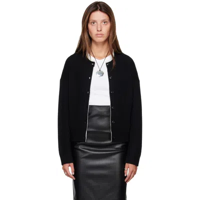 Loulou De Saison Black Nicola Bicolor Cashmere Cardigan