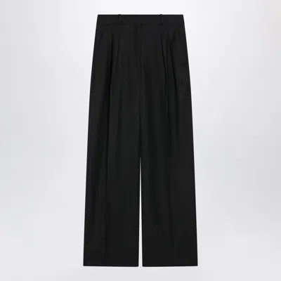 Loulou De Saison Black Pleated Pants In Wool Blend