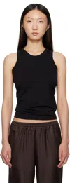Loulou De Saison Black Poso Lds Cotton Tank Top In Black
