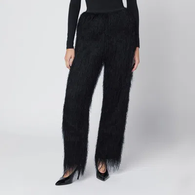 Loulou De Saison Reed Fringed Straight-leg Pull-on Pants In Black