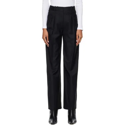 Loulou De Saison Black Sbiru Virgin Wool Pleated Trousers In Multi