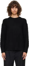 Loulou De Saison Black Silva Cable Knit Sweater In Black