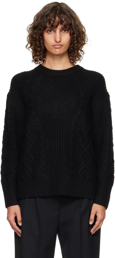 Loulou De Saison Black Silva Cable Knit Sweater