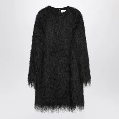 Loulou De Saison Black Tina Fringed Dress In Yellow