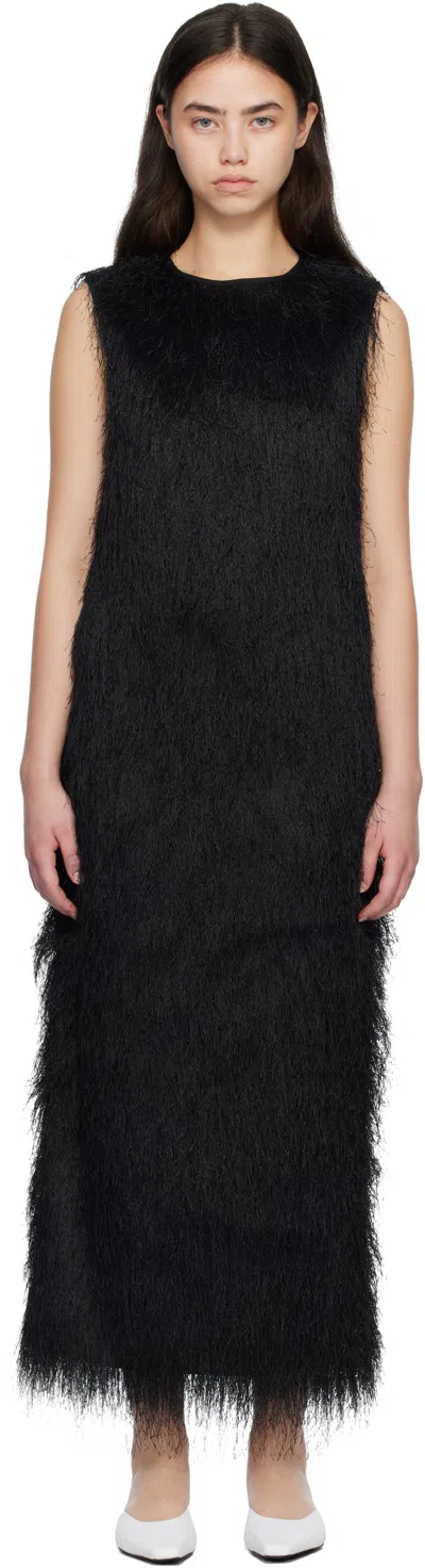 Loulou De Saison Tiwa Fringed Cotton-voile Maxi Dress In Black