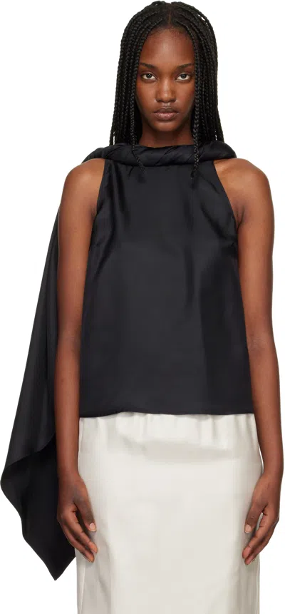 Loulou De Saison Black Wilma Twisted Collar Blouse