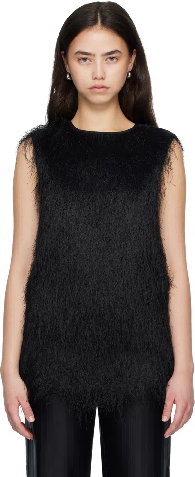 Loulou De Saison Yasmin Fringed Sleeveless Vest In Black