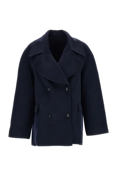 Loulou De Saison Blue Neil Wool-cashmere Double-breasted Blazer