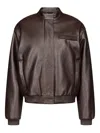 Loulou De Saison Marlow Textured-leather Jacket In Brown