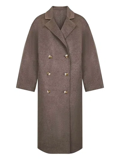 Loulou De Saison Borneo Double-breasted Wool Coat In Brown