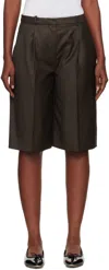 Loulou De Saison Brown Adler Virgin Wool Bermuda Shorts In Green