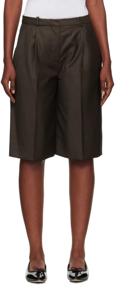Loulou De Saison Brown Adler Virgin Wool Bermuda Shorts