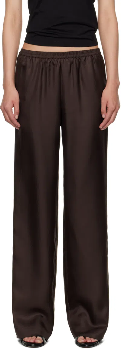 Loulou De Saison Brown Alera Wide-leg Silk Trousers