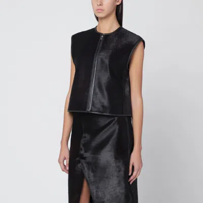 Loulou De Saison Brown Ampas Vest In Pony-effect Leather