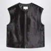 Loulou De Saison Brown Ampas Vest In Pony-effect Leather In Black