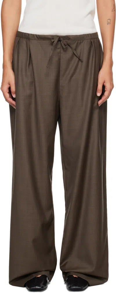 LOULOU DE SAISON BROWN COVE LDS ELASTIC WAISTED TROUSERS