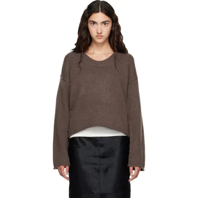 Loulou De Saison Brown Derry Lds U Neck Cashmere Sweater