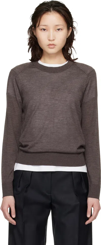 Loulou De Saison Ditto Fine Ribbed Crewneck Sweater In Gray