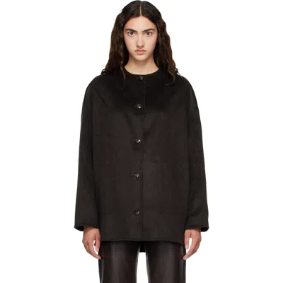 Loulou De Saison Brown Dunne Lds Oval-shaped Short Coat In Brown Melange