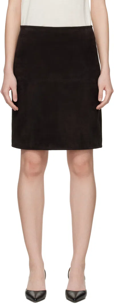 Loulou De Saison Brown Engel Suede Pencil Midi Skirt In White