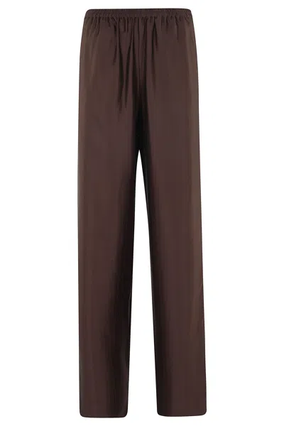 Loulou De Saison Brown Kadala Striped Satin Silk-blend Straight-leg Pants