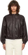 Loulou De Saison Brown Marlow Leather Bomber Jacket In Black