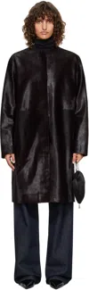 Loulou De Saison Brown Miller Pony Effect Leather Coat In Brown