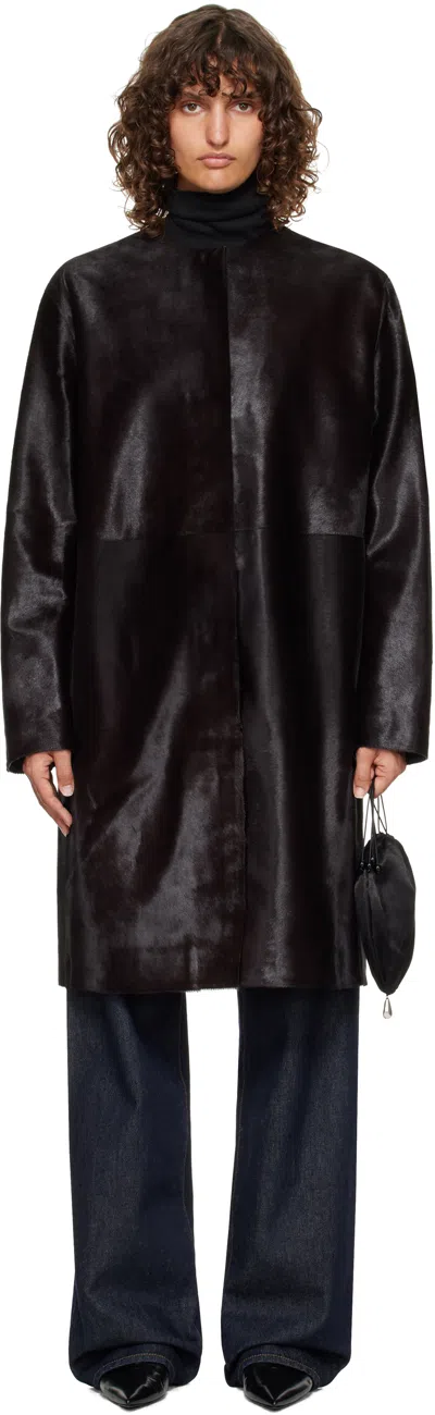 Loulou De Saison Brown Miller Pony Effect Leather Coat