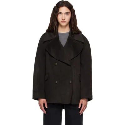 Loulou De Saison Brown Neil Double Breasted Jacket In Brown Melange