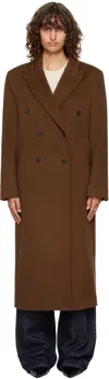 Loulou De Saison Peak Lapel Double-breasted Coat In Brown