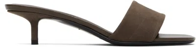 Loulou De Saison Brown Sarafina Kitten Mule Heeled Sandals