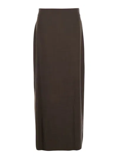 Loulou De Saison Brown Skirt With Pencil Deisgn And Side Closure In Wool Woman