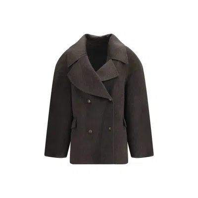 Loulou De Saison Brown Wool Oves Aries Full-length Jacket