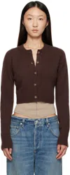 Loulou De Saison Brown Zephir Cashmere Cropped Cardigan