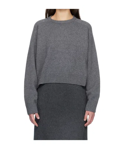 Loulou De Saison Bruzzi Lds Cropped Sweater In Gray