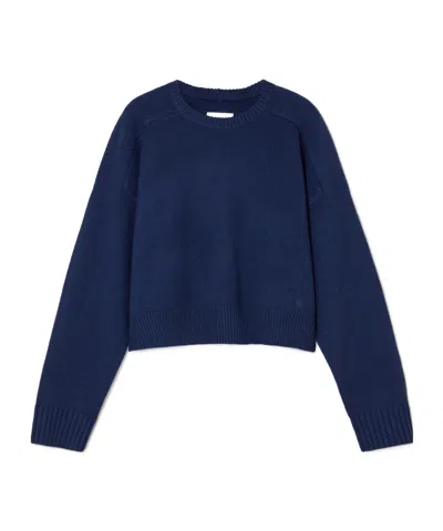 Loulou De Saison Bruzzi Cropped Wool And Cashmere-blend Sweater In Blue