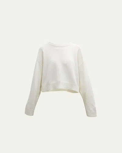 Loulou De Saison Bruzzi Wool-cashmere Raglan-sleeve Crop Sweater In White