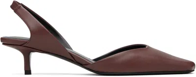 Loulou De Saison Burgundy Akila Lds Leather Slingback Heels In Brown