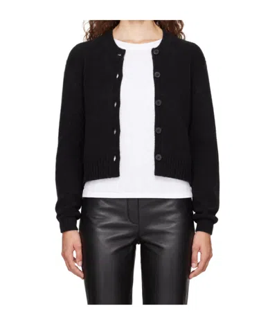 Loulou De Saison Button-front Long-sleeve Knit Cardigan In Black