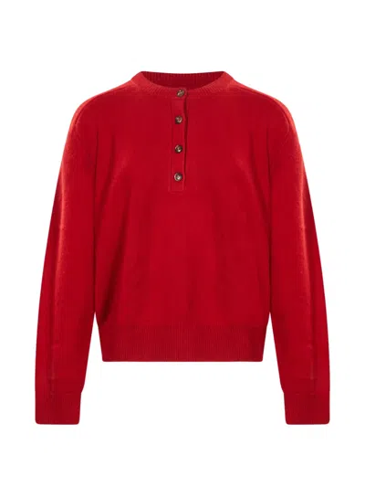 Loulou De Saison Button-placket Sweater In Red