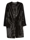 Loulou De Saison Calf-hair Coat In Black