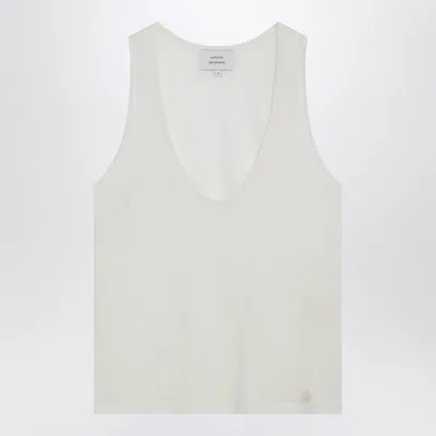 Loulou De Saison Canotta Avorio In Jersey Di Misto Lana In White