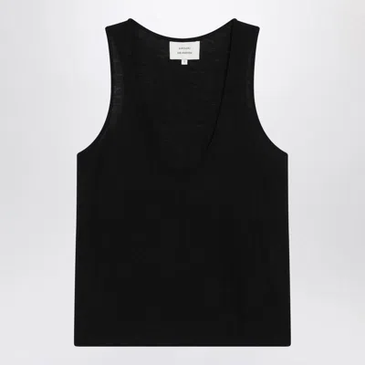 Loulou De Saison Canotta Nera In Jersey Di Misto Lana