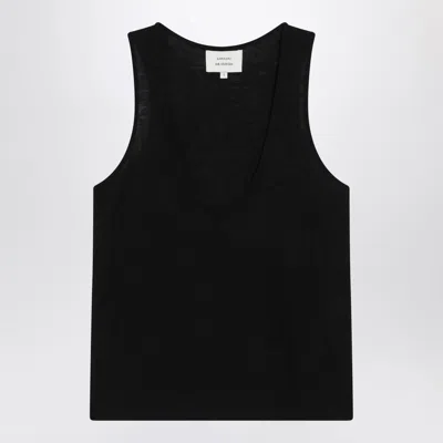 Loulou De Saison Canotta Nera In Jersey Di Misto Lana In Black