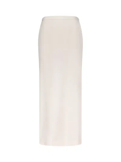 Loulou De Saison Cara Elasticated Waistband Back Vent Maxi Skirt In Neutral