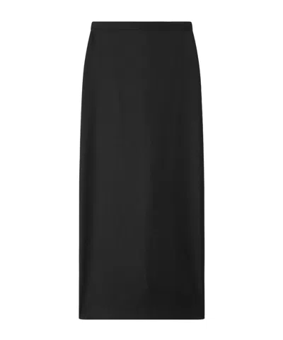 Loulou De Saison Samos Wool-blend Twill Midi Skirt In Black