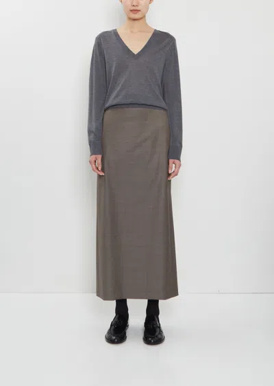 Loulou De Saison Cara Wool Straight Skirt In Brown