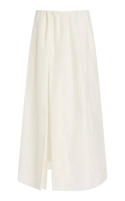 Loulou De Saison Carmen Gathered Maxi Cotton-silk Skirt In White