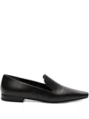 Loulou De Saison Carole Lds Leather Square-toe Loafers In Black