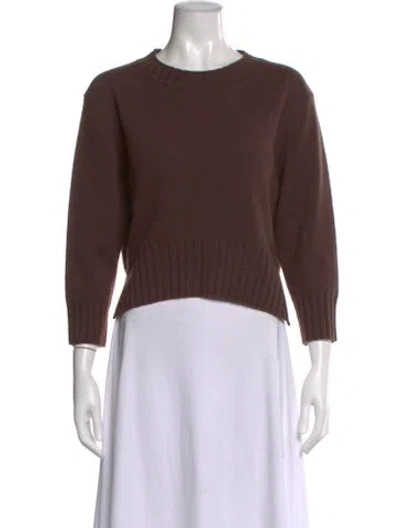 Pre-owned Loulou De Saison Cashmere Crew Neck Sweater In Brown